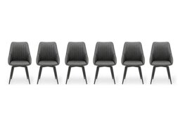Crete Set of 6 Faux Leather Swivel Dining Chairs