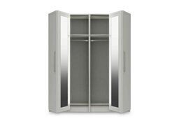 London Bedrooms - Bexley 4 Door Bifold Wardrobe with Mirror Door and Interior Lighting - White
