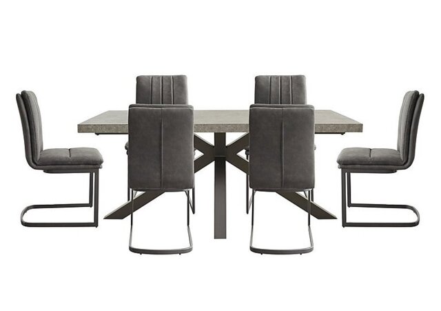 Moon Star Base Dining Table and 6 Upholstered Cantilever Chairs