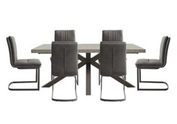 Moon Star Base Dining Table and 6 Upholstered Cantilever Chairs