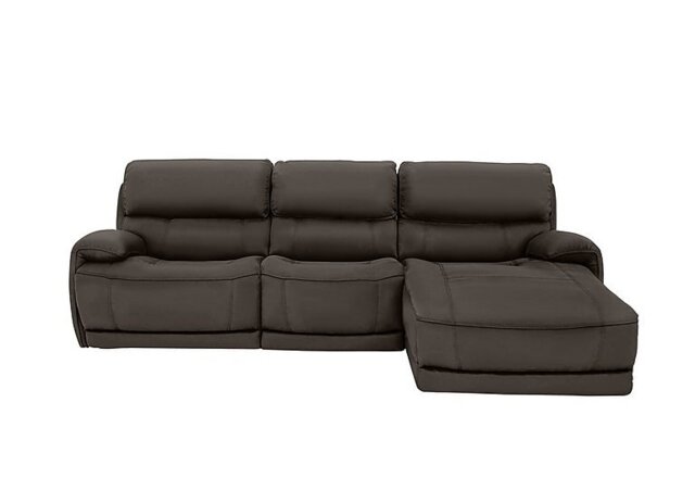 World of Leather - Link Leather Power Recliner Right Hand Facing Corner Chaise Sofa with Power Headrests - Dark Chocolate