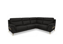 World of Leather - Eclipse Small Leather Power Recliner Right Hand Facing Corner Sofa with Power Headrests - Black