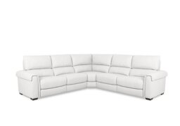 World of Leather - Nixon BV Leather Large Corner Power Recliner Sofa - BV Star White