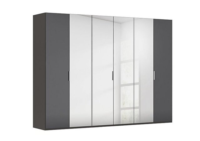 Rauch - Formes 6 Door Bifold Glass Wardrobe with 4 Mirror Doors - Graphite/Basalt Front