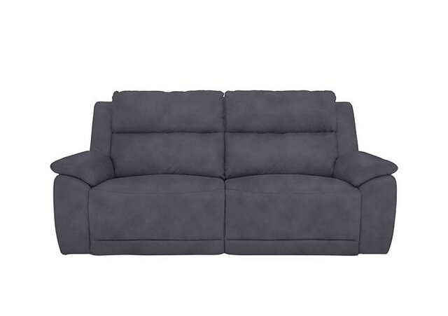 Utah 3 Seater Fabric Recliner Sofa with Headrests and Power Lumbar - Nappa Grey