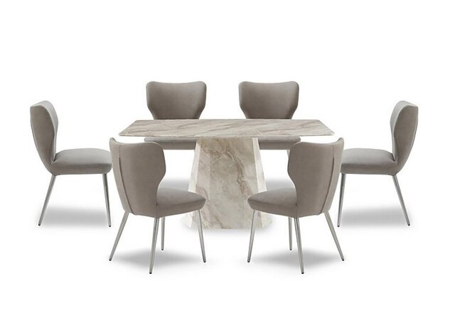Elegante Dining Table and 6 Chairs - 150-cm - Taupe