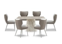 Elegante Dining Table and 6 Chairs - 150-cm - Taupe