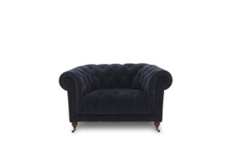 Columbus Fabric Armchair with Castors - Manhattan Indigo
