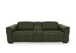 Inca NC Leather 3 Seater Power Recliner Sofa with Pop Up Light Console and Power Headrests - Oslo Pine