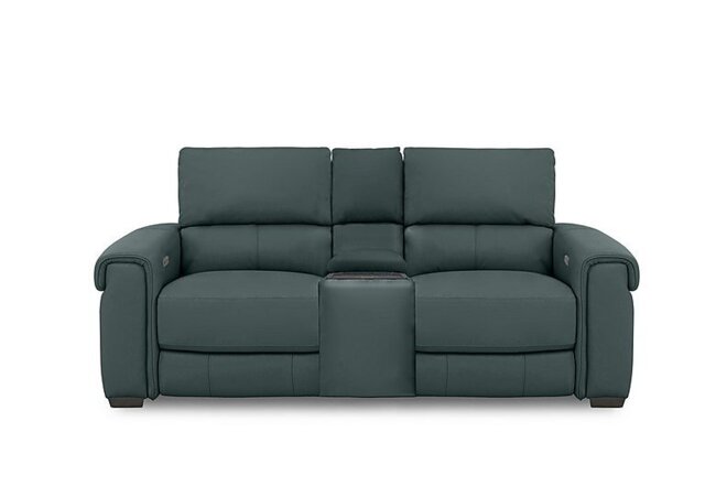 World of Leather - Nixon 2 Seater BV Leather Power Recliner Sofa with Cupholder Power Console - BV Lake Green
