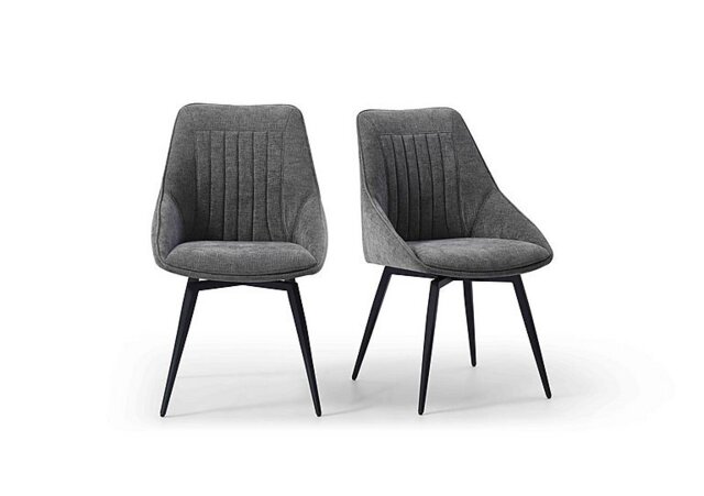 Crete Pair of Swivel Dining Chairs - Dark Grey