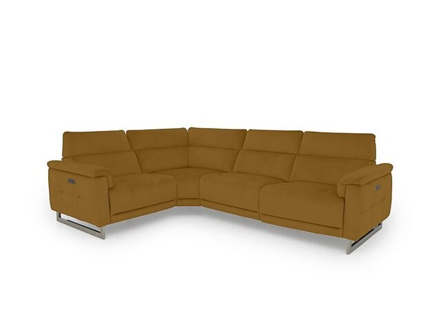 Moet Fabric Power Recliner Left Hand Facing Corner Sofa with Telescopic Headrests - Opulence Saffron - Sofas and Armchairs - In Time for Christmas