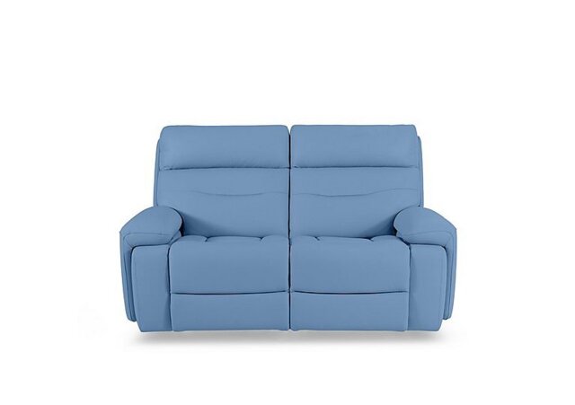 Cinemax Leather 2 Seater Media Arm Power Recliner Sofa with Power Headrests - Blu