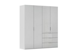 Rauch - Formes 4 Door Bifold Combi Glass Wardrobe - Silk Grey/Silk Grey Front