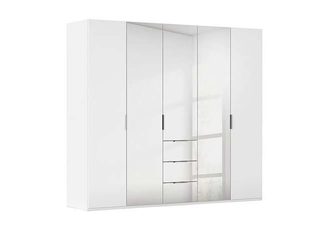 Rauch - Formes 5 Door Bifold Combi Wardrobe with 2 Glass Doors and 3 Mirror Doors - White/White Front