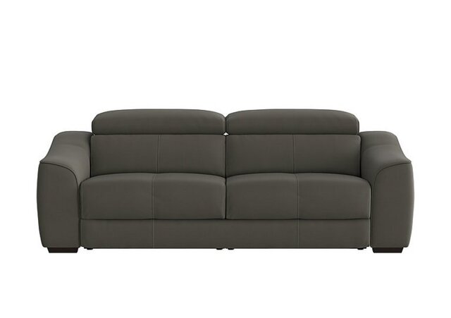 World of Leather - Elixir 3 Seater NC Leather Sofa with Manual Recliner - Charcoal Grey