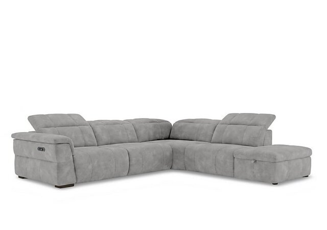 Inca Fabric Power Recliner Right Hand Facing Corner Sofa with Power Headrests and Storage Chaise End - Manhattan Stone - Sofas and Armchairs