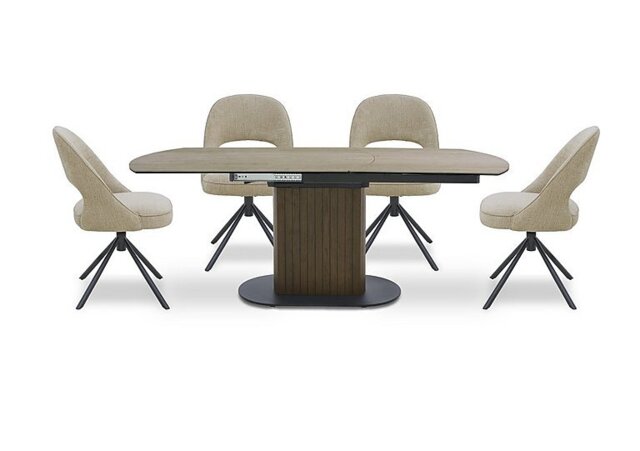 Tiber Swivel Extending Dining Table and 4 Swivel Chairs