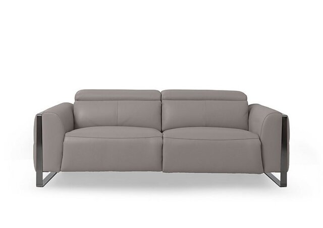 Gisella Leather 3 Seater Sofa - Lead Grey