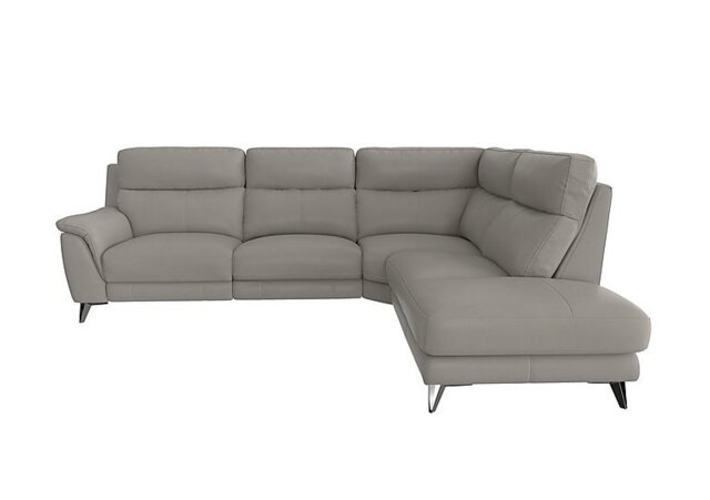 World of Leather - Contempo Right Hand Facing Chaise End BV Leather Sofa - Silver Grey