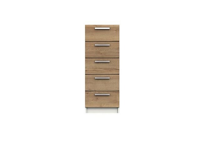 London Bedrooms - Waterloo 5 Drawer Tall Chest - White and Natural Rustic Oak