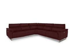 Moet Large Leather Power Recliner Corner Sofa with Telescopic Headrests - Ruby