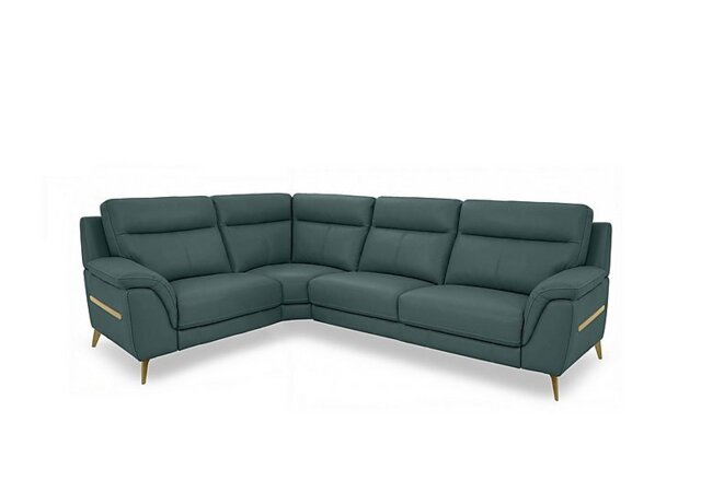 World of Leather - Eclipse Small Leather Left Hand Facing Corner Sofa - Lake Green