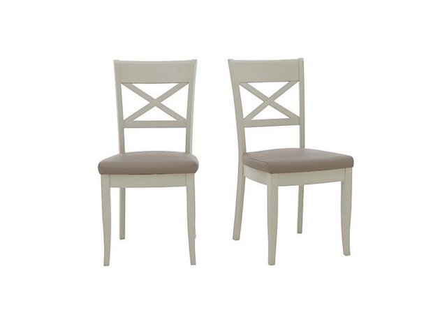 Furnitureland - Annecy Pair of Cross Back NC Leather Dining Chairs