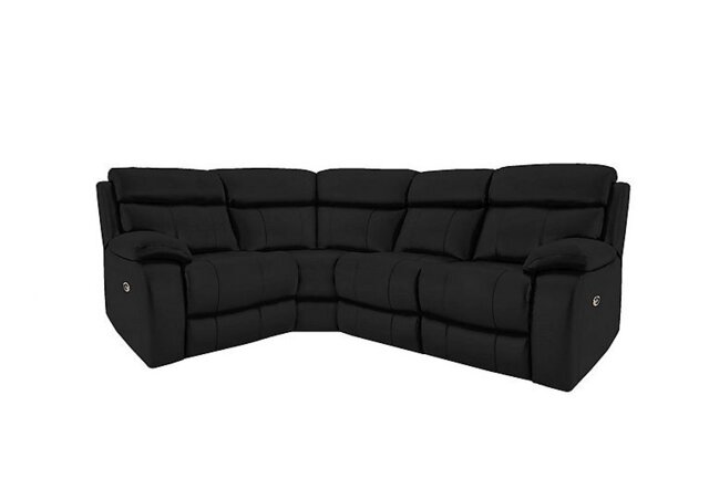 World of Leather - Moreno Small BV Leather Manual Recliner Left Hand Facing Corner Sofa - Classic Black