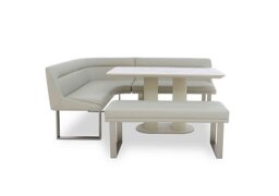 Avorio Fixed Dining Table, Low Bench and Left Hand Facing Corner Bench Set