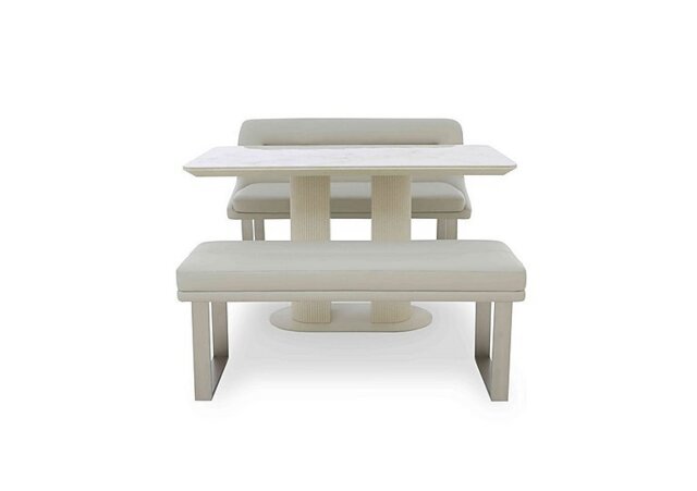 Avorio Fixed Dining Table, High Back Bench and Low Bench Set