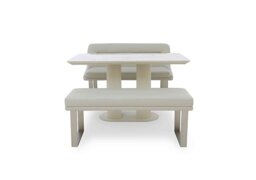 Avorio Fixed Dining Table, High Back Bench and Low Bench Set
