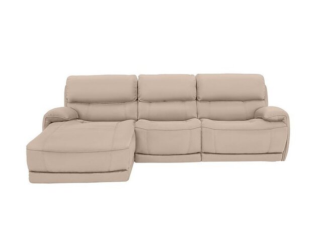 Link Leather Power Recliner Left Hand Facing Corner Chaise Sofa with Power Headrests - BV Pebble - Sofas and Armchairs - In Time for Christmas