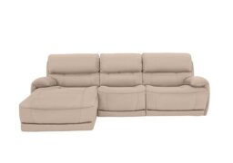 World of Leather - Link BV Leather Power Recliner Left Hand Facing Corner Chaise Sofa with Power Headrests - BV Pebble