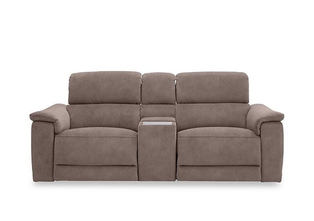 Genius Fabric 2 Seater Power Recliner Media Sofa with Power Headrest, Power Lumbar and Heated Seats - Marble Charcoal Grey
