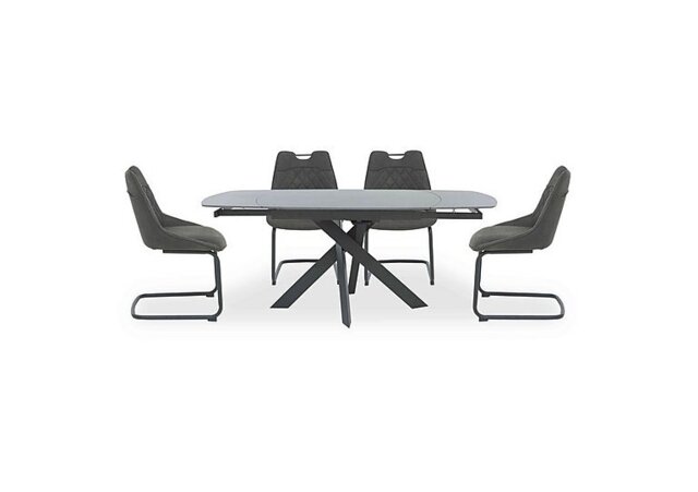 Warrior Grey Swivel Extending Dining Table with 4 Cantilever Chairs - Grey