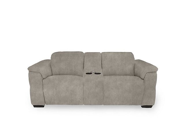 Inca Fabric 2 Seater Power Recliner Sofa with Pop Up Light Console and Power Headrests - Marble Cream