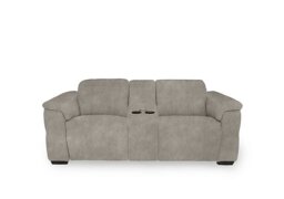 Inca Fabric 2 Seater Power Recliner Sofa with Pop Up Light Console and Power Headrests - Marble Cream