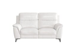 Contempo 2 Seater BV Leather Power Recliner Sofa - BV Star White