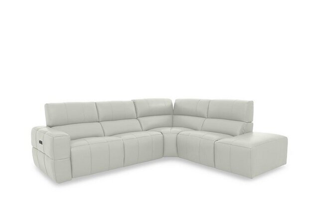 Cube Leather Power Recliner Right Hand Facing Chaise End Sofa with Power Headrest