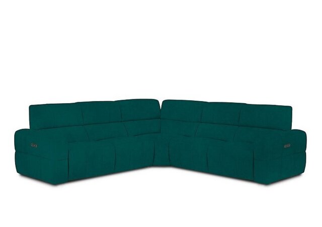 Cube Fabric Large Power Recliner Corner Sofa with Power Headrests - Opulence Teal