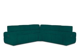 Cube Fabric Large Power Recliner Corner Sofa with Power Headrests - Opulence Teal