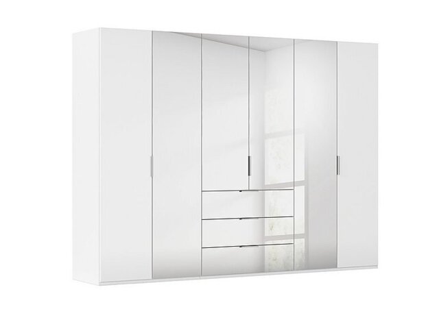 Rauch - Formes 6 Door Bifold Combi Wardrobe with 2 Glass Doors and 4 Mirror Doors - White/White Front