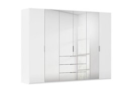 Rauch - Formes 6 Door Bifold Combi Wardrobe with 2 Glass Doors and 4 Mirror Doors - White/White Front