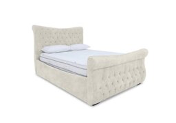Sleep Story - Lance Right Hand Side Opening Ottoman Bed Frame - Double - Lace Ivory