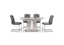 Cashmere Pop-Up Extending Dining Table and 4 Chairs - 140-cm - Charcoal
