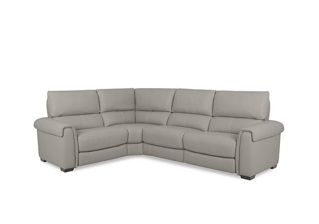 World of Leather - Nixon BV Leather Left Hand Facing Corner Power Recliner Sofa - Silver Grey