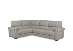 World of Leather - Nixon BV Leather Left Hand Facing Corner Power Recliner Sofa - Silver Grey