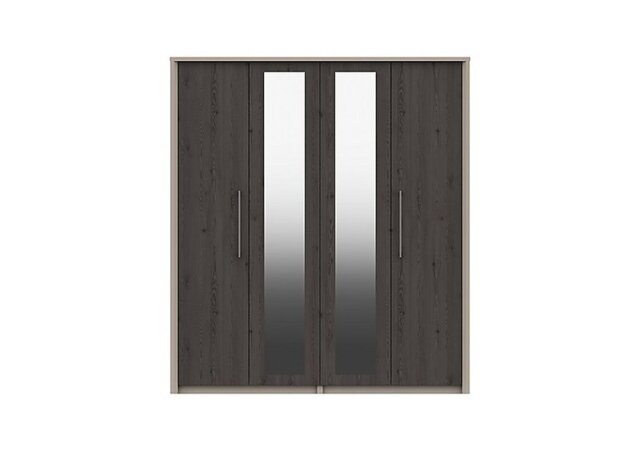 London Bedrooms - Paddington 4 Door Wardrobe with Mirrors - Anthracite - Bedroom Furniture - In Time for Christmas