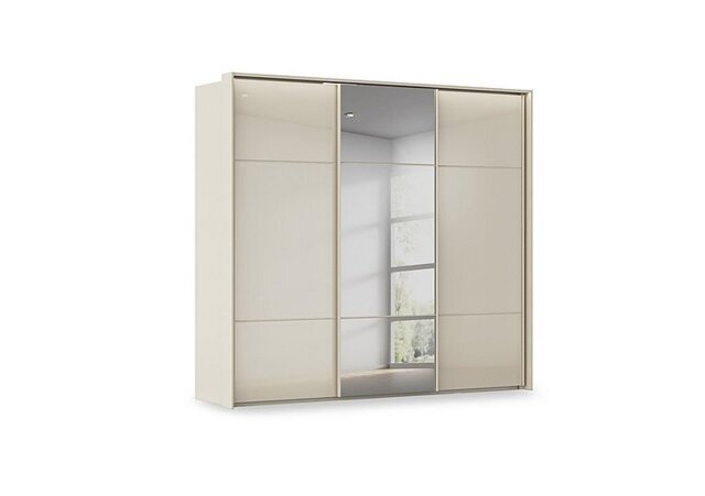Rauch - Haven 250cm 3 Door Slider Wardrobe with 2 Glass Doors, 1 Mirror Door and Lights